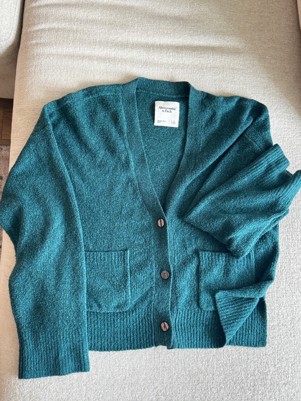 Abercrombie & Fitch Teal Button-Front Pocket Cardigan - Picture 2 of 4